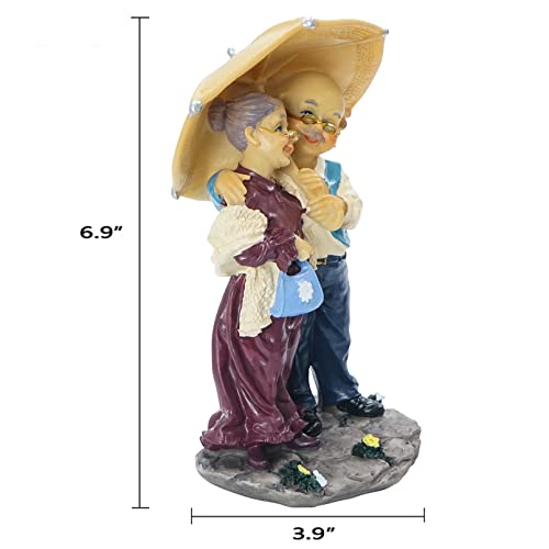 DreamsEden Old Couple Figurines - Wedding Anniversary for Parents, Grandparents, Elderly Friends, Happy Together Rain and Sun - Thumbnail 4