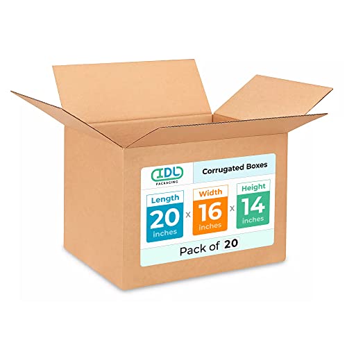 IDL Packaging Lot de 20 cartons de déménagement ondulés moyens 50,8 cm (L) x 40,6 cm (l) x 35,6 cm (H) - Choix de boîtes d'emballage solides pour déménagement ou déplacement Cover