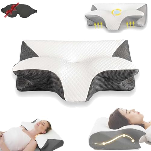 Panruia Cuscino Cervicale, Cuscino Cervicale Per Alleviare Il Dolore A Collo, 2 In 1 Cuscino Ergonomico In Memory Foam Per Dormire (nero)