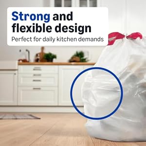 Amazon Basics Trash Bags, Tall Kitchen Drawstring, Unscented, 13 Gallon, 200 Count, Pack of 1, Packaging May Vary — photo 3 of 6