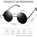 Joopin Round Sunglasses for Men Women, Small Circle Hippie Sun Glasses Polarized UV400 Protection, Trendy Circular Shades for Halloween Costume Driving (Black)
