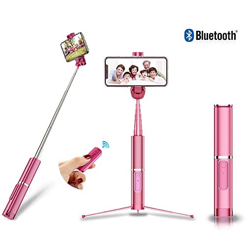 Selfie Stick Bluetooth ，Extendable Selfie Stick Tripod with Detachable Wireless Remote and Tripod