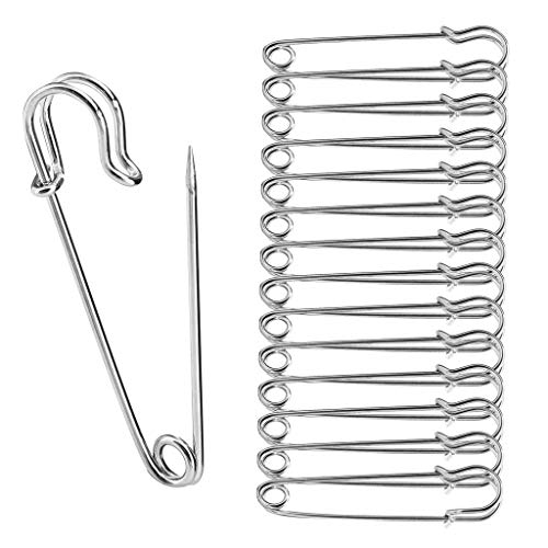 Stadux 30Pcs Safety Pins,Strong Metal Heavy Duty Safety Blanket Pins for Jewelry Crafts,Sliver(50mm)