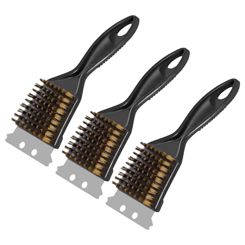 Cepillo Barbacoa, Cepillo para Parrilla, Cepillo Limpieza Barbacoa, 3 En 1 BBQ Grill Cepillo, con Cepillo de Alambre y Raspador, para Parrillas Eléctricas de Carbón, Parrillas de Ahumado, 3 Piezas