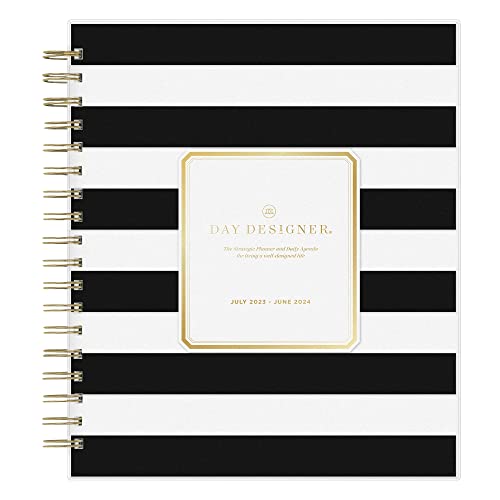 Blue Sky Day Designer For 2023-2024 Academic Year Daily And Monthly Planner, 8' X 10', Frosted Cover, Wirebound, Black Stripe (137885-A24) #TOP26