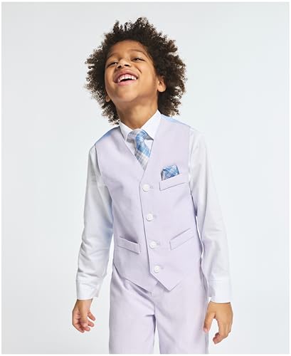Image of Nautica Boys' 4-piece Formal Suit Set with Vest, Pants, Collared Dress Shirt, and Tie