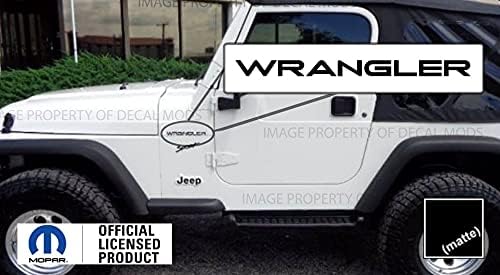 Decal Mods Fender Wrangler Small Side Logo Graphic fits Jeep Wrangler TJ (1997-2006) (Set of 2) SJ3Y2 Black Matte