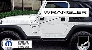 Decal Mods Fender Wrangler Small Side Logo Graphic fits Jeep Wrangler TJ (1997-2006) (Set of 2) SJ3Y2 Black Matte
