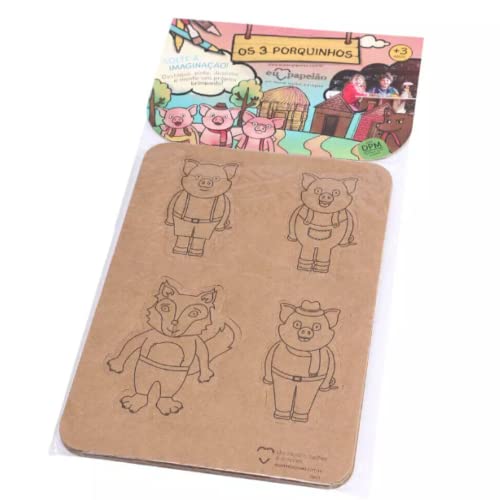 Os 3 Porquinhos de Papelão Brinquedo para Montar e Pintar