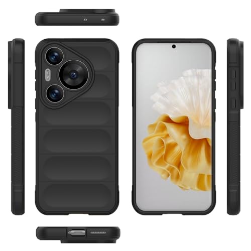 Elubugod Compatible with Huawei Pura 70 Pro+ Case Cover,TPU Mobile Phone Soft Compatible with Huawei Pura 70 Pro ADY-AL00 / Pura 70 Pro+ HBN-AL10 HBN-AL80 Case Cover Black