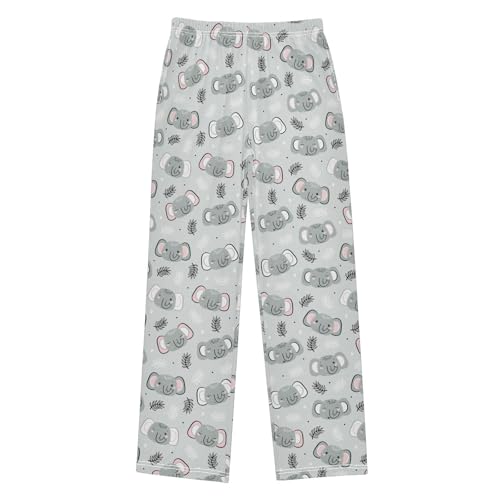Elephant Leaf Boys Long Pants Soft Trousers Elastic Waist Kids Lounge Bottoms with Pockets S-XL