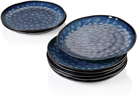 vancasso Starry 4-Piece Dinner Plate Vintage Look Ceramic Blue Reactive Glaze 11 inch Dinner/Salad/Fruit/Snack Plate(28 * 28 * 2.5cm)