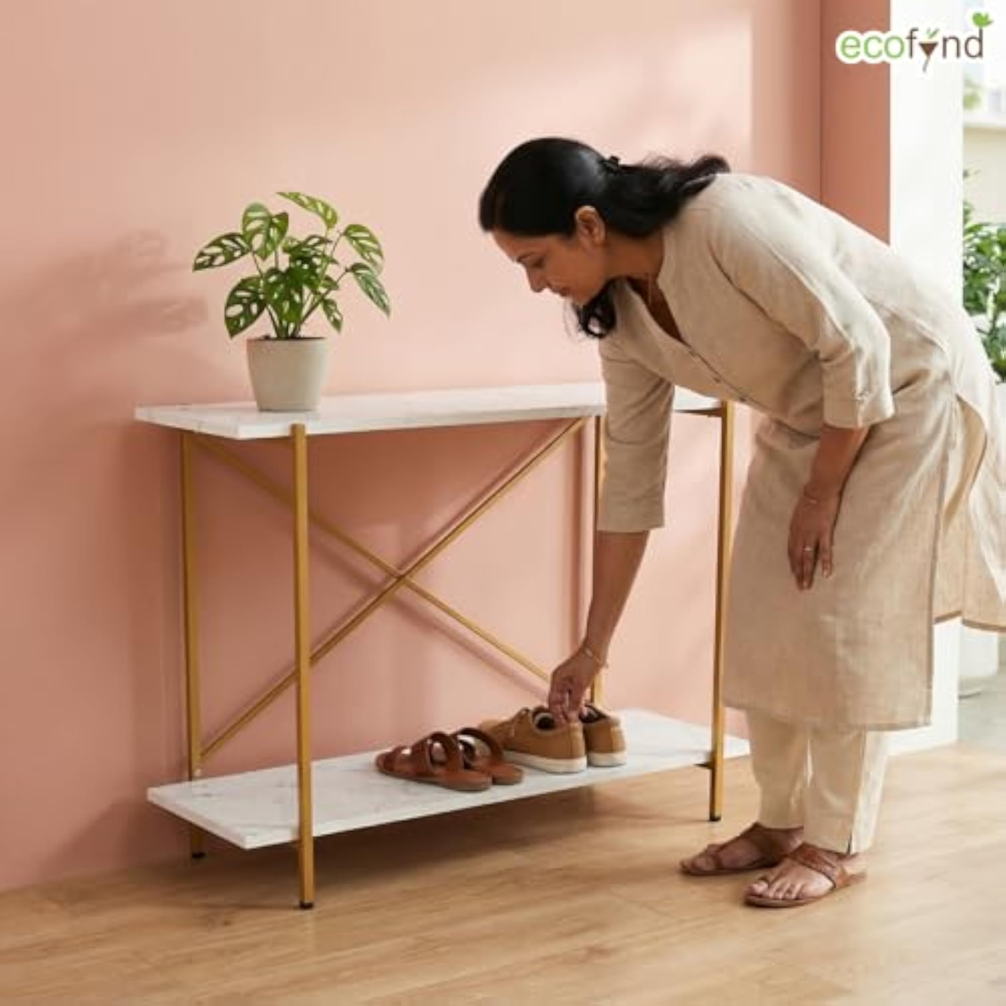 2-Tier Storage Bench for Entryway, Stable Shoe Organizer