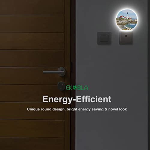 Image of EKOBLA Lighthouse Night Light, Coastal Seaside Lighthouse Night Lights Plug Into Wall for Bedroom, Living Room and Bathroom