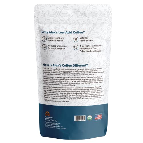 Alex's Low Acid Organic Coffee 12Oz Bag - Half Caff Variety Pack #TOP4
