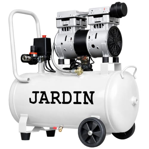 【アワード受賞・人気ブランド】 JARDIN（ジャルダン） エアーコンプレッサー 30L 静音 オイルレス 0.8MPa 大容量 高速充填 コンパクト ハイパワー 100V 業務用 空気圧管理 車 自転車 (ホワイト, 30L)