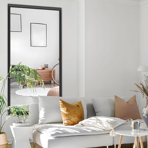 Amorho Black Bathroom Mirror, 48" x32" Thick Metal Framed Wall Mirrors for Over 2 Sinks, Bedroom, Living Room, Entryway, Large Rectangle Vanity Mirrors.