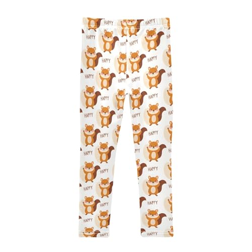 Dancing Squirrel Pattern Girls Leggings Soft Comfortable Athletic Leggings Dancing Pants for 4-10 Years2