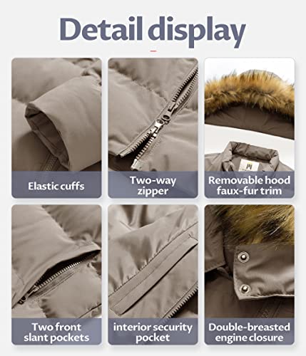 Creatmo Us Women's Extra Long Down Alternative Coat With Faux Fur Hood Down Parka Puffer Jacket Khaki Xl #TOP5