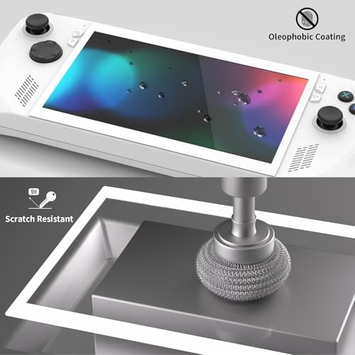 PlayVital 2 Pack White Border Tempered Glass Screen Protector for ROG Ally X 2024, for ROG Ally 2023 Protector Film 7 inch, Anti-Fingerprint, Ultra-Thin, Transparent HD Clear, Anti-Scratch - 4