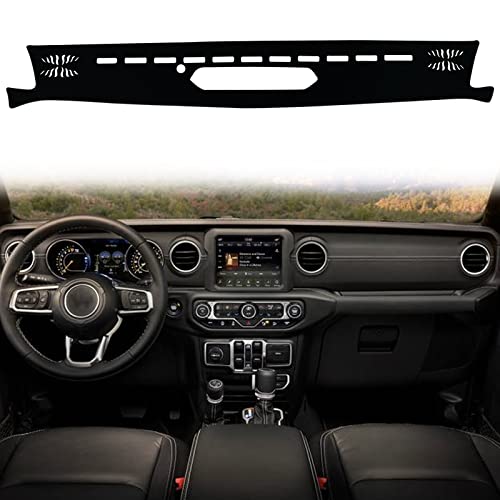 Keegtbox Dash Mat Cover Custom Interior Center Console Compatible With Jeep Wrangler Suv 2018 2019 2020 2021 2022 Jeep Gladiator Truck 2020 2021 2022 Dashboard Mat Covers Accessories (Black Trim) #TOP8