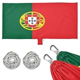 Hamac de camping drapeau du Portugal avec sangles d'arbre à suspendre pour camping et randonnée