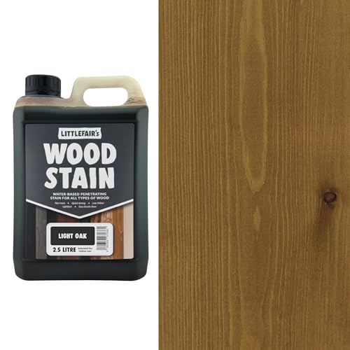 Littlefair's Wood Stain Water-Based - (Light Oak) – Non-Toxic, Eco-Friendly & Quick Drying - Easy-to-Apply, Concentrated Formula for All Wood Types – 2.5 LTR