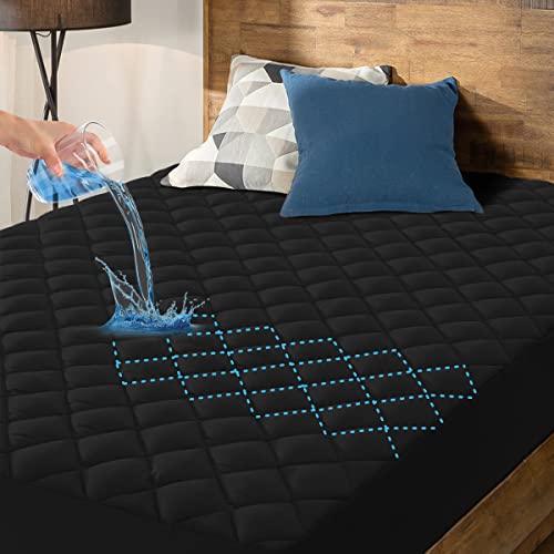 HYLEORY Waterproof Mattress Pad Protector, Breathable Quilted Mattress Cover Noiseless Waterproof Fitted Sheet Mattress Topper Upto 21" Deep Pocket