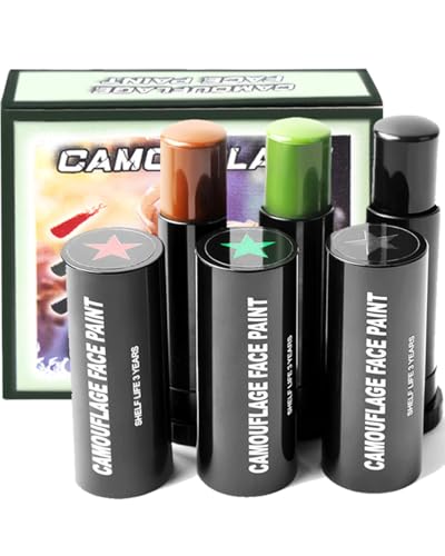 Bolígrafo de pintura facial de camuflaje tricolor – Negro, Marrón, Verde, Color Cara y Bodypainting Colores Maquillaje Set para paintball, ejercicios de caza, juegos de rol – Desarrollo de color y