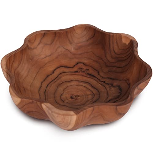 Handgefertigte Teak-Wurzelschale für unverwechselbare Dekoration - authentische Holzschale - dekorative Holzschale für Tischdekoration - Servieren von Holz Obstschale für Küchentheke - 30,5 cm Cover