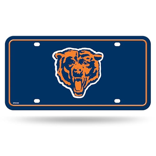 Rico Industries NFL Football Chicago Bears Modern Retro Metal Auto Tag 6 x 12 - Great for Truck/Car/SUV