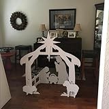 Gonetre Szopka bożonarodzeniowa na zewnątrz szopka święta rodzina zestaw elegancka trwała dekoracja podwórka biały materiał PP 44 x 27 x 50 cm łatwy montaż