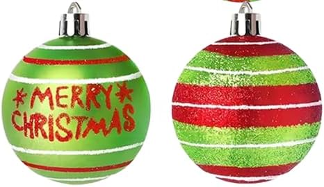 12 adornos de bola de Navidad de 2.4 pulgadas para árbol de Navidad, colgantes rojos y verdes brillantes para decoración de árbol de Navidad,