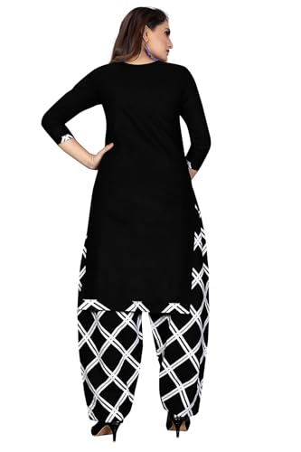 Image of Monira Black Cotton Blend Printed Salwar Suit (Ready To Wear S-Size)