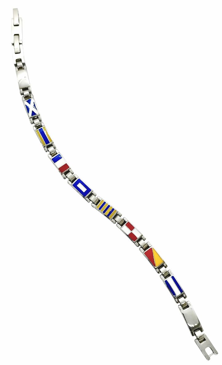 Generico Bracciale Uomo in Acciaio Inox con Bandiere Smaltate Regolabile Regalo per Ragazzo Compleanno Anniversario