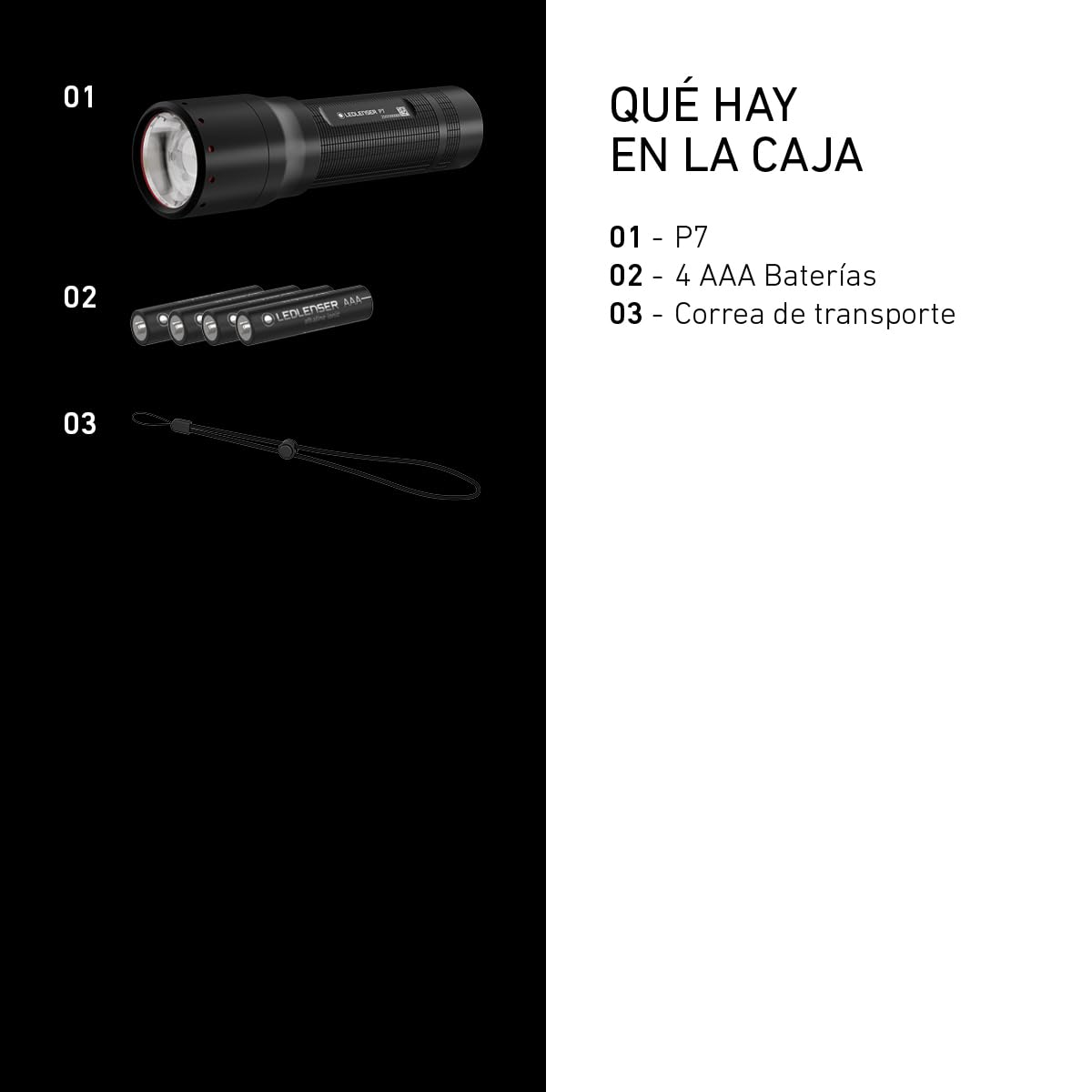 Ledlenser P7 Linterna LED, 650 lm, 400 m, IP54, 30 h, 175 g – Potente con 4×AAA para camping, senderismo