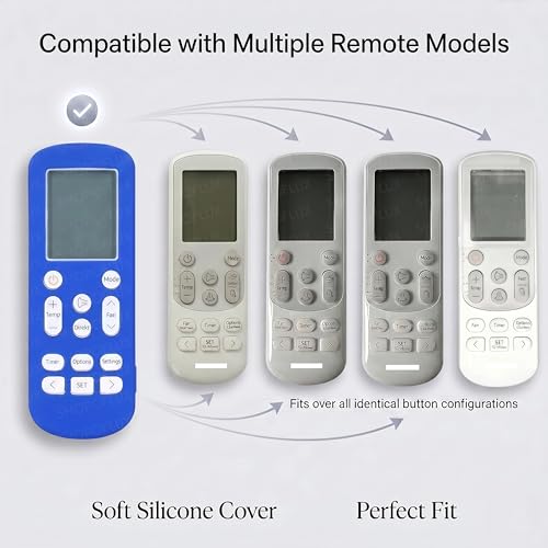 Image of SHOPOFLUX Silicone AC Remote Cover Compatible with Samsung AC Remote Full Wrap Protective Case with Lanyard [Remote NOT Included] (Blue)