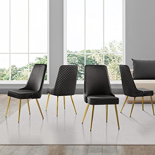 Comfy To Go Dining Chairs, Velvet Dining Chairs Set Of 6, Mid Century Modern Dining Room Chairs With High Back And Gold Legs(Black) Chairs Only #TOP4