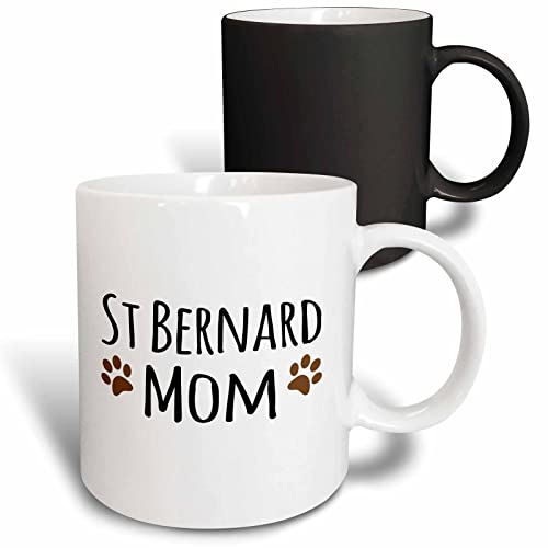 3dRose St Bernard Dog Mom - muddy paw prints 11oz Magic Transforming Mug