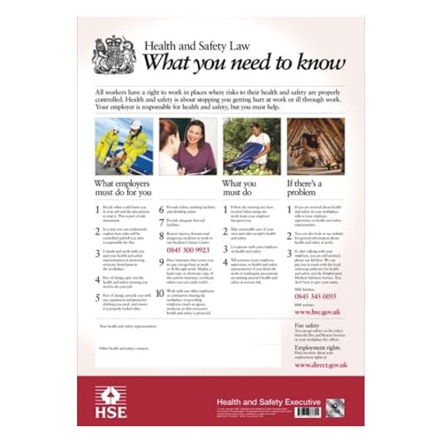 Health and Safety Law Poster 2026 - HSE Poster (A3 Laminated Office Sign) - Easy-to-Read Workplace Information Display - Durable Safety Sign for Office Warehouse & Site Use UK