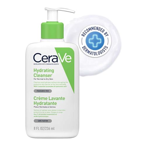 CeraVe lozione detergente idratante per pelli da normali a secche, pulizia delicata per il corpo e il viso, con 3 ceramidi essenziali e ialurone 236 m