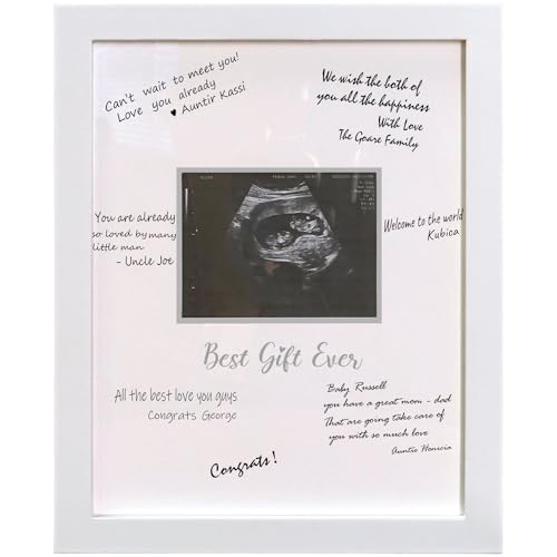 Image of HAMUIERS Sonogram Signature Frame Guest Book, Ultrasound Picture Keepsake Frame, Baby Shower Guest Book Alternatives, Gift for Expecting Moms, White