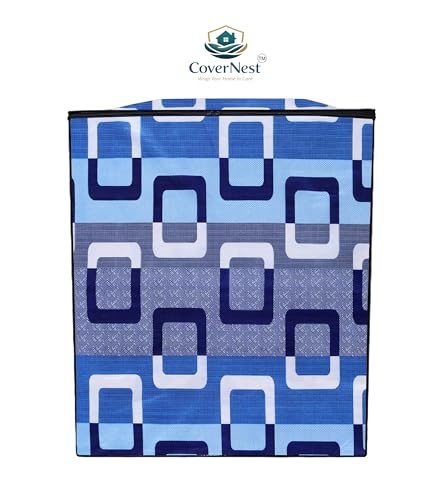 Image of Covernest Semi Automatic Washing Machine Cover, Dustproof, Compatible with 6 Kg - 7.5 Kg Washing Machines (WMC-BLUE SQUARE SEMI)