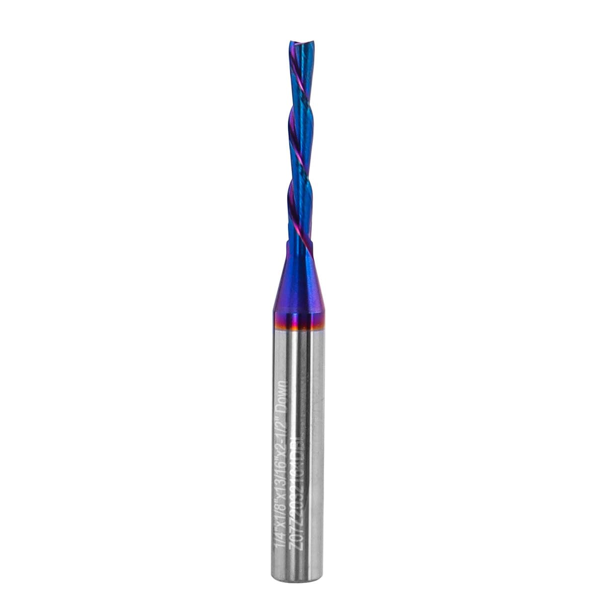 Down Cut Spiral Router Bit 1/4" Shank, CNC Router Bit Solid Carbide End Mill with 1/8" Cutting Diameter, 13/16" Cutting Length for Woodworking, Carving, Engraving, Milling