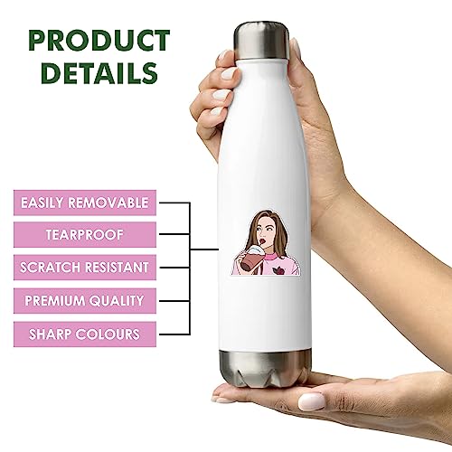 Image of FlyBuyHub Pink Theme Aesthetic Vinyl Journal Stickers for Phone Case, Laptop, Notebook, Diary, Water Bottle, Etc Self-Adhesive Stickers Set of 120 Glossy and Waterproof Stickers (Pink Girls)