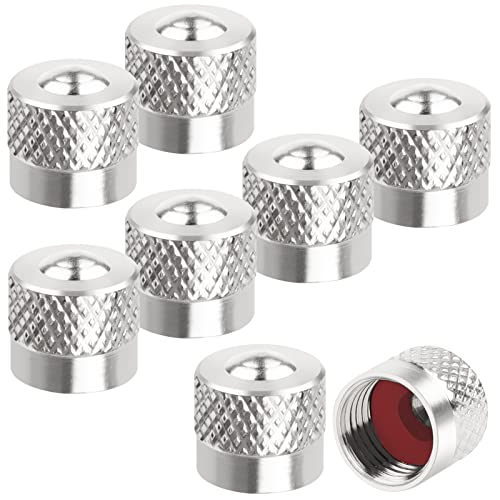 Yeepeo Lot de 8 Bouchons de Valve de Voiture en métal avec Anneau en Caoutchouc - Capuchons de Valve pour pneus de Voiture, Moto, vélo