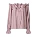 Women Fashion Solid Casual Loose Off The Shoulder Temperament Long Sleeve Top Women Graphic Workout Tee (Pink-1, S)