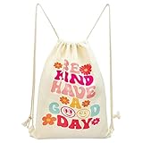 MOSITU Drawstring Backpack Aesthetic Drawstring Backpack for Women Drawstring Bag Cotton Canvas Beac