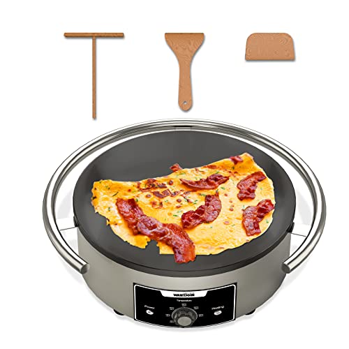 WantJoin Commercial Electric Crepe Maker 16“ 110V, Commercial Non Stick