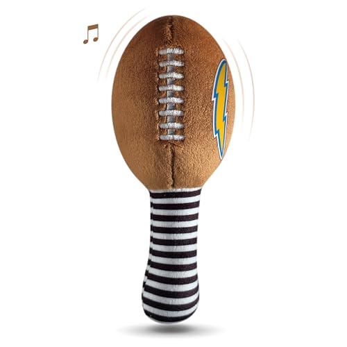 Image of Los Angeles Chargers Plush Football Rattle by Smilo - Officially Licensed NFL Baby Rattle Toy - Soft Baby Rattle with Bell - for Babies and Toddlers from 3 Months